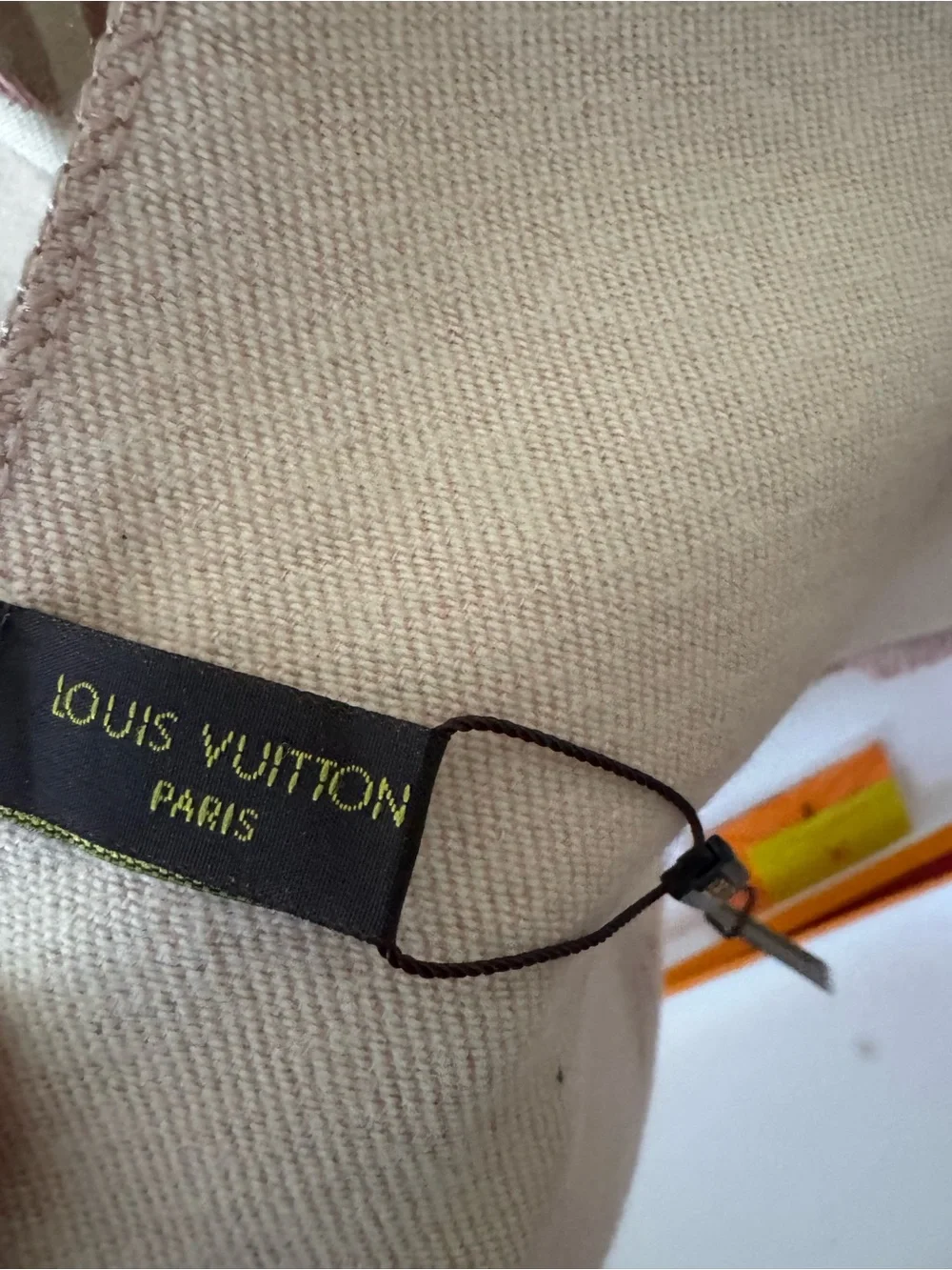 Louis Vuitton Beige & Pink Logo Cashmere Scarf